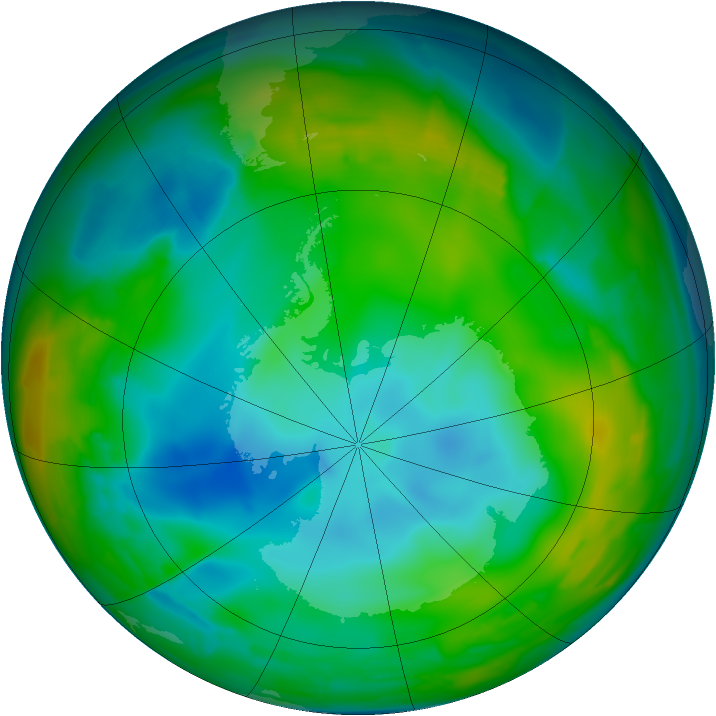 Antarctic ozone map for 09 July 2009